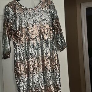 Little Mistress ombre sequin midi bodycon dress